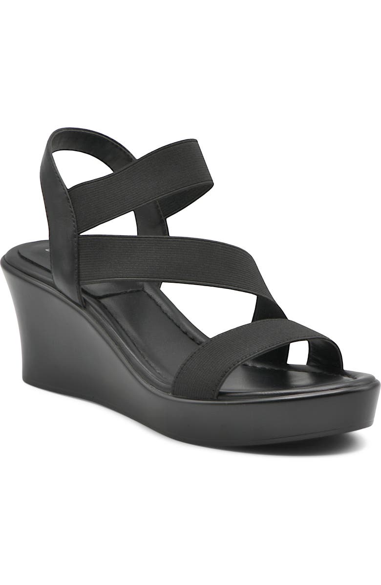 Charles David Classical Ankle Strap Platform Wedge Sandal, Main, color, Black