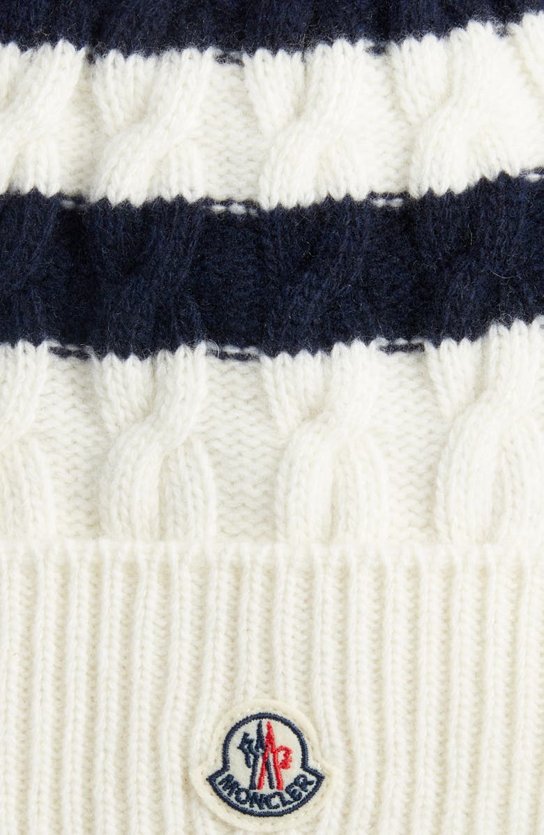 Moncler Stripe Wool Beanie, Alternate, color, 