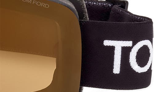 Shop Tom Ford Ski Mask With Mirrored Lens In Matte Black/brown