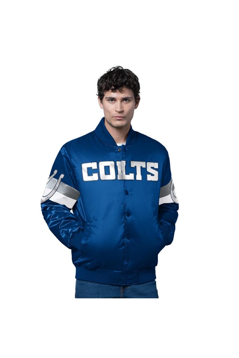 Men's Starter Royal Indianapolis Colts Triple Option Satin Varsity Full-Snap Jacket, Main, color, Royal
