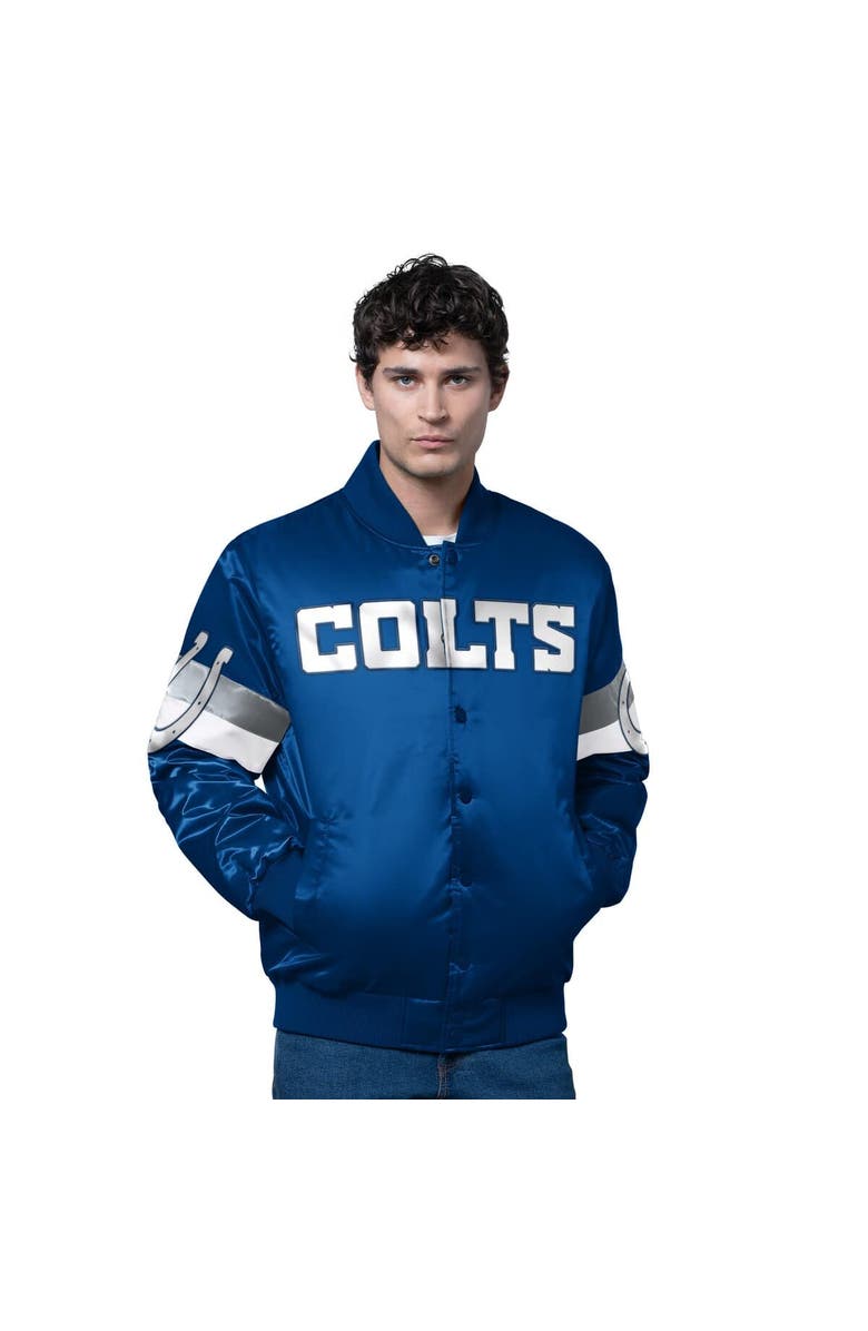 STARTER Men
s Starter Royal Indianapolis Colts Triple Option Satin Varsity Full-Snap Jacket, Main, color, Royal