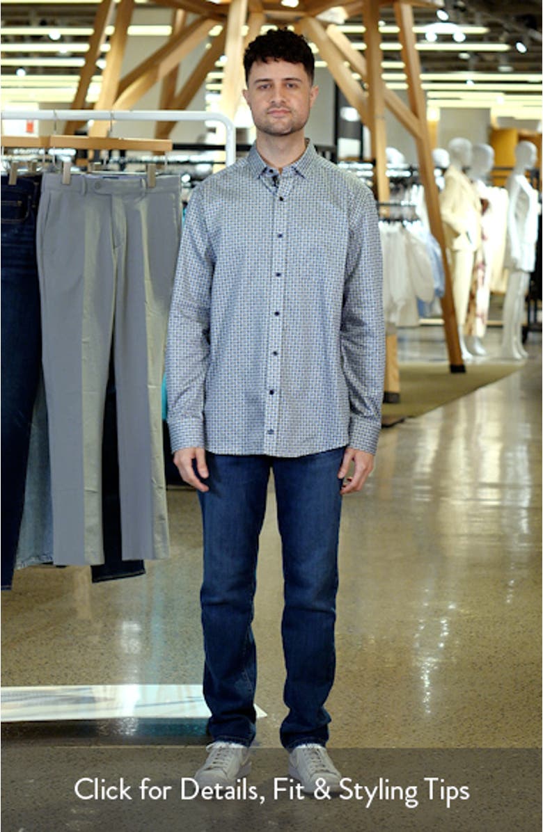 Wavy Diamond Print Cotton Button-Up Shirt, sales video thumbnail