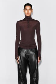 COS Merino Wool Buttoned Mock-Neck Top