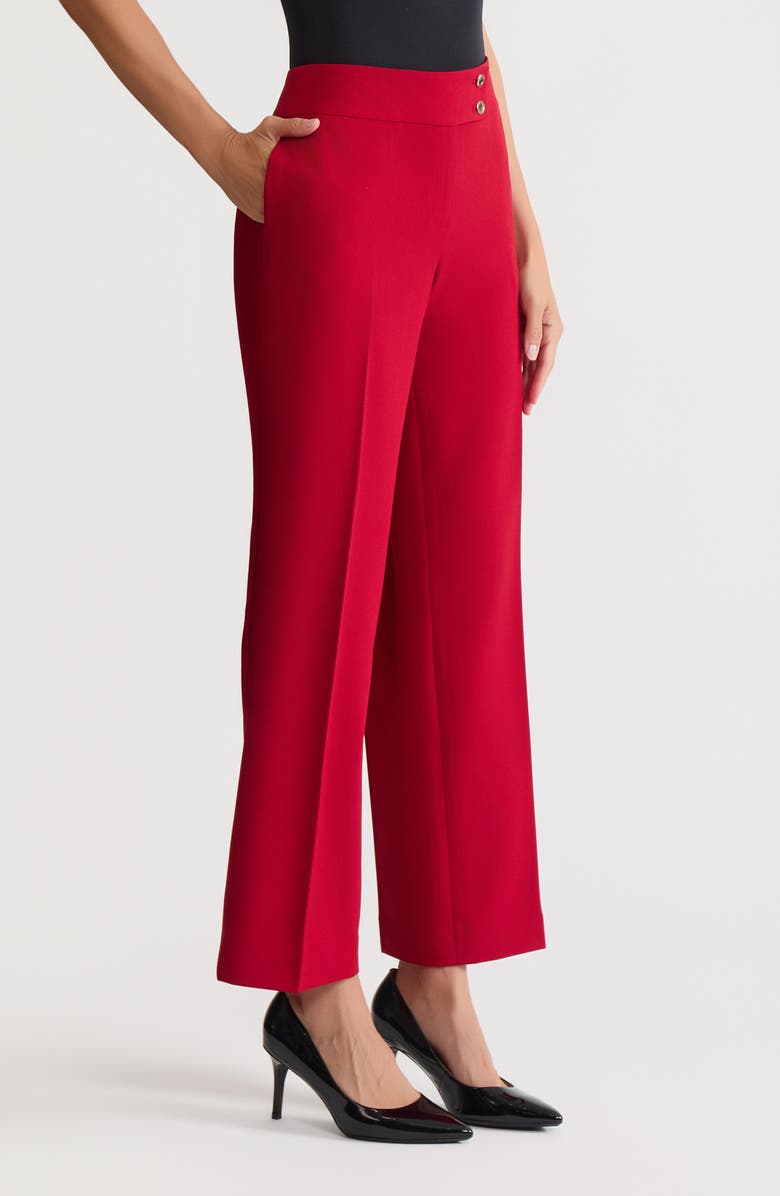 KASPER Extended Button Tab Pants, Alternate, color, Fire Red