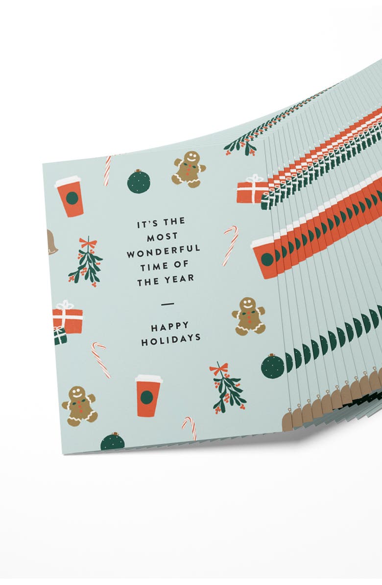 Joy Paper Co. Most Wonderful Time of the Year Illustrated Holiday Boxed Set of 8 Cards, Alternate, color, Bright White