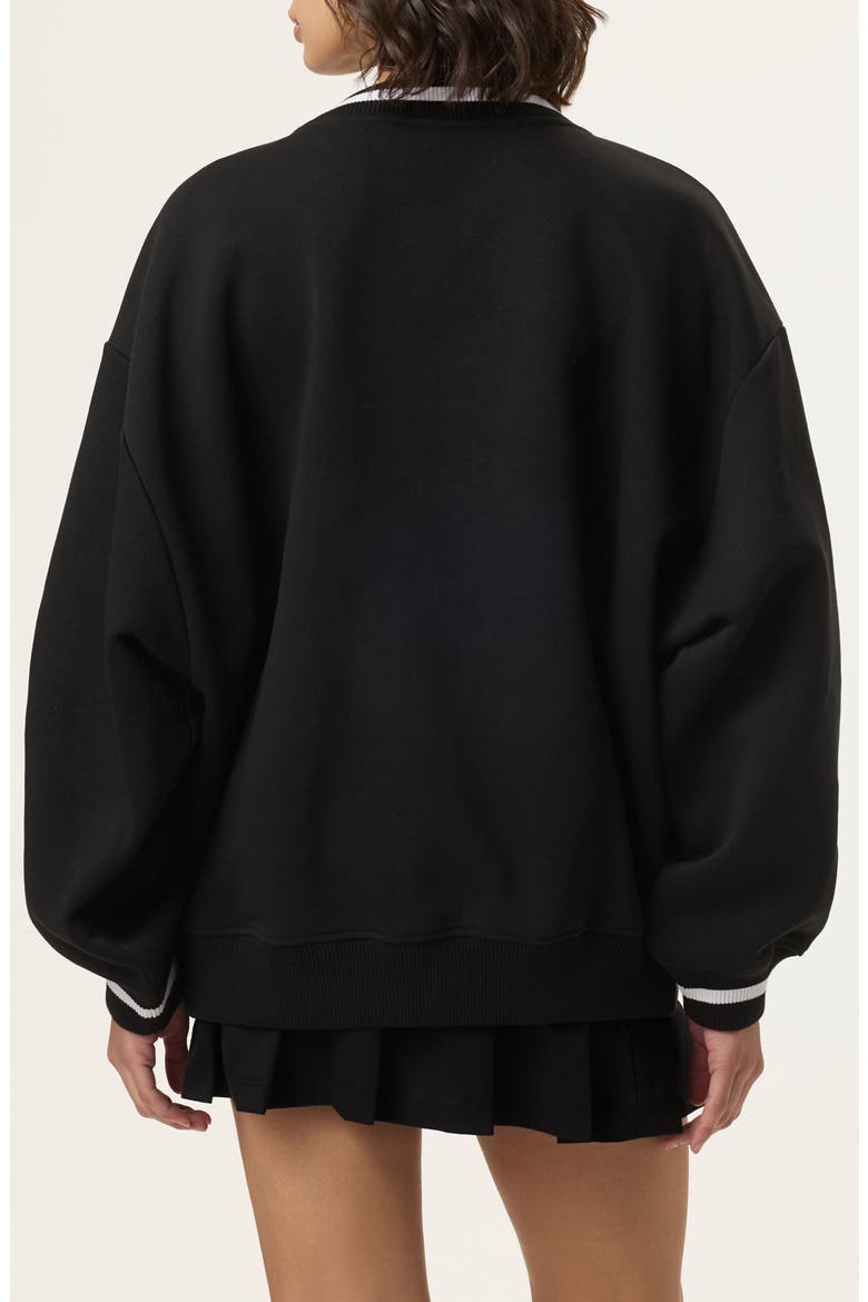 x Hailey V-Neck Sweatshirt, Alternate, color, BLACK/ POPCORN/ WHITE