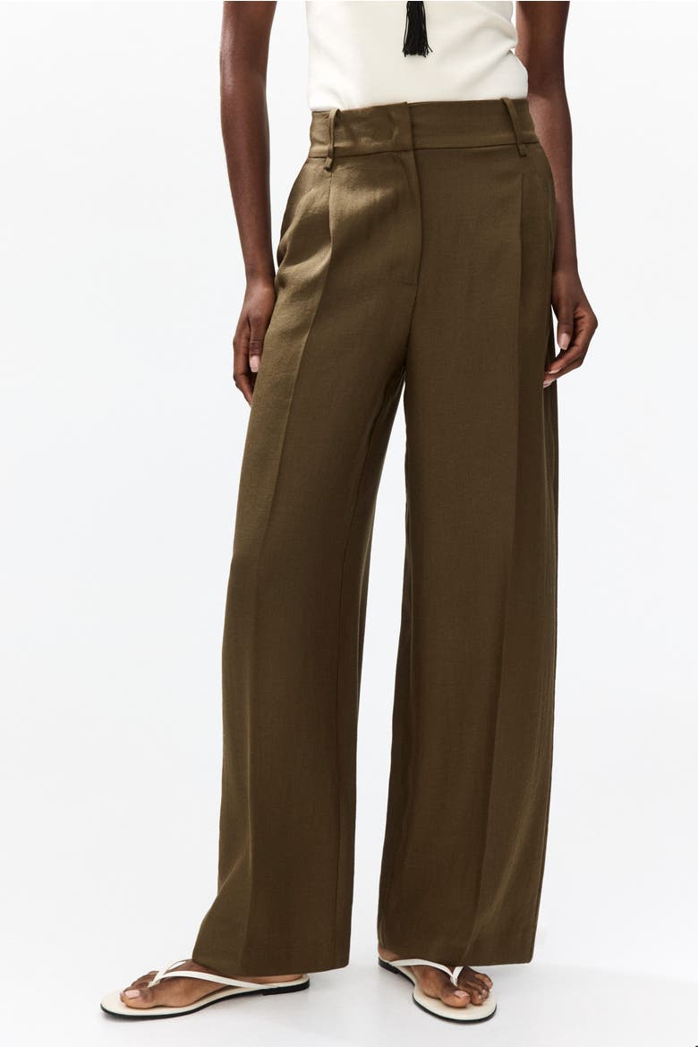 Wide Tailored Trousers, Alternate, color, Dark khaki green