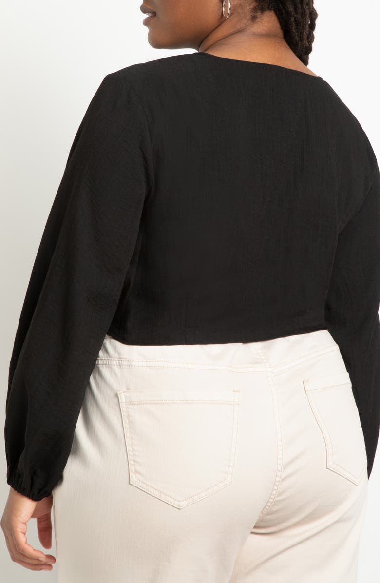 ELOQUII Ruched V-Neck Crop Top, Alternate, color,