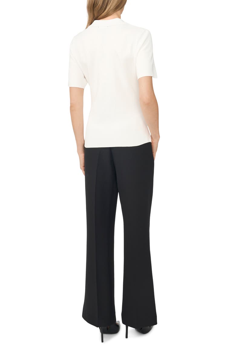 Eva Collar Peplum Short Sleeve Cardigan, Alternate, color, NEW IVORY