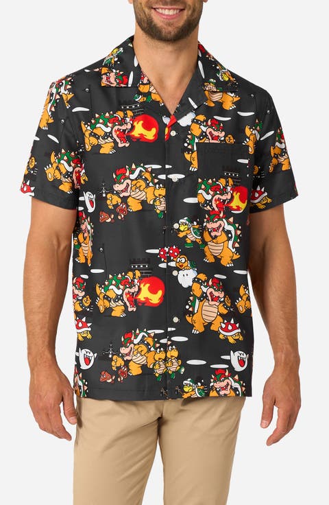 Bowser Mayhem Button Front Short Sleeve Shirt
