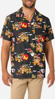 OppoSuits Bowser Mayhem Button Front Short Sleeve Shirt