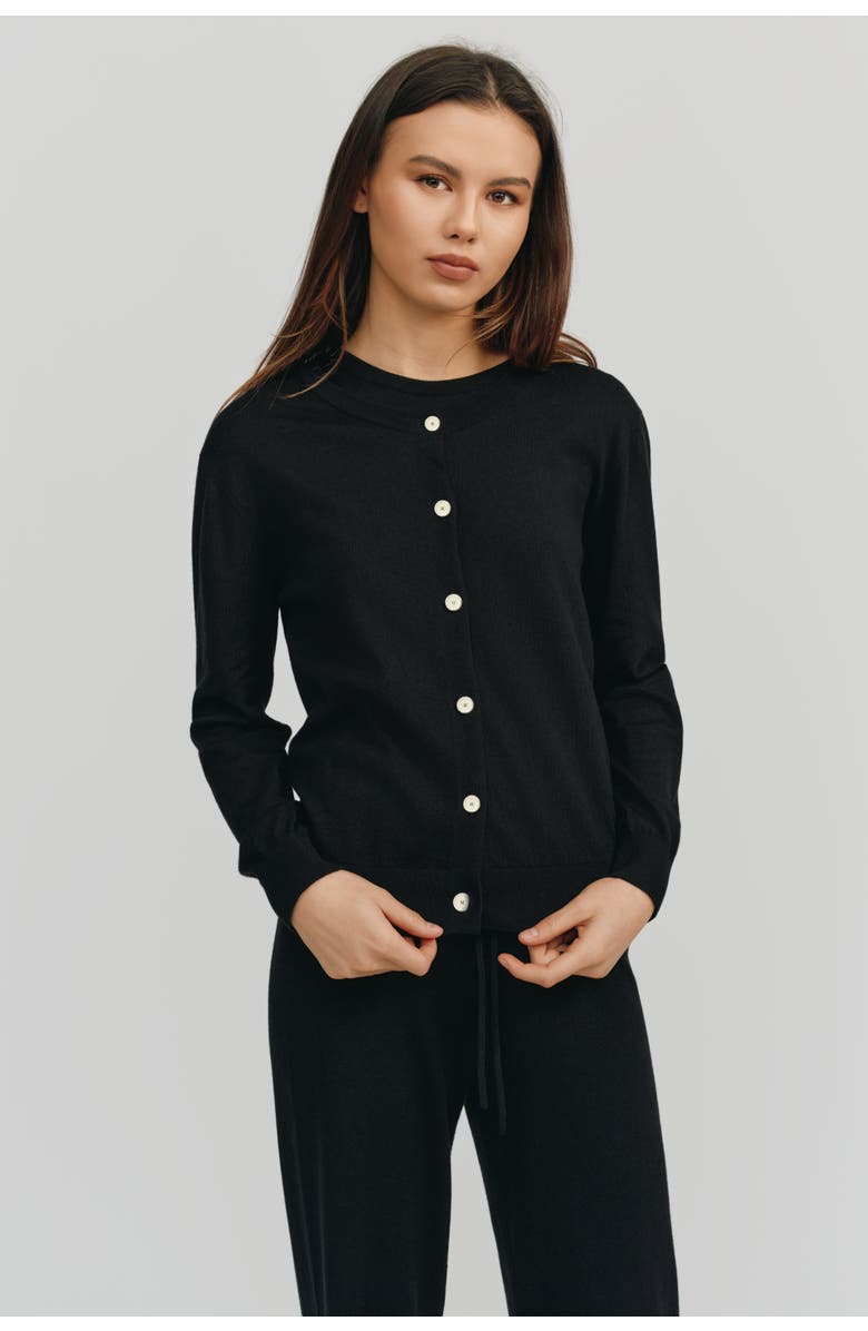 Kathryn McCarron Halle Cardigan, Alternate, color, Black
