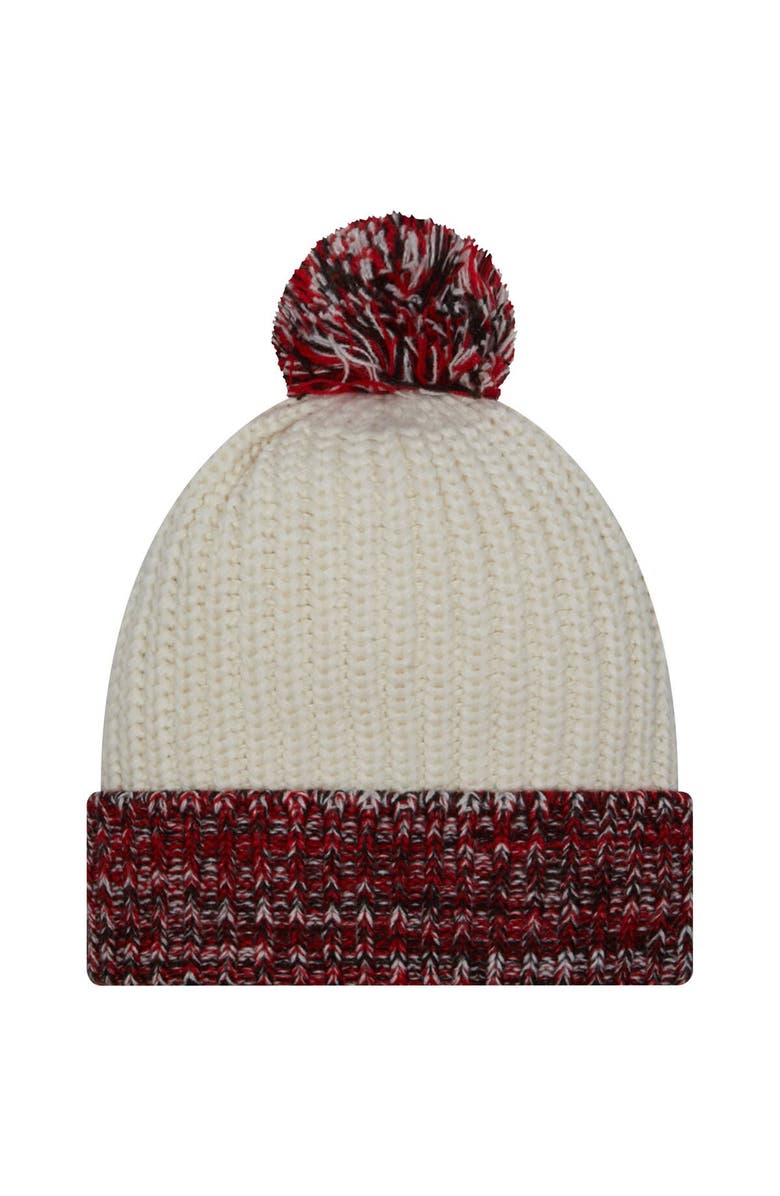New Era Women's New Era Cream Nebraska Huskers Fresh Cuffed Knit Hat with Pom, Alternate, color, 
