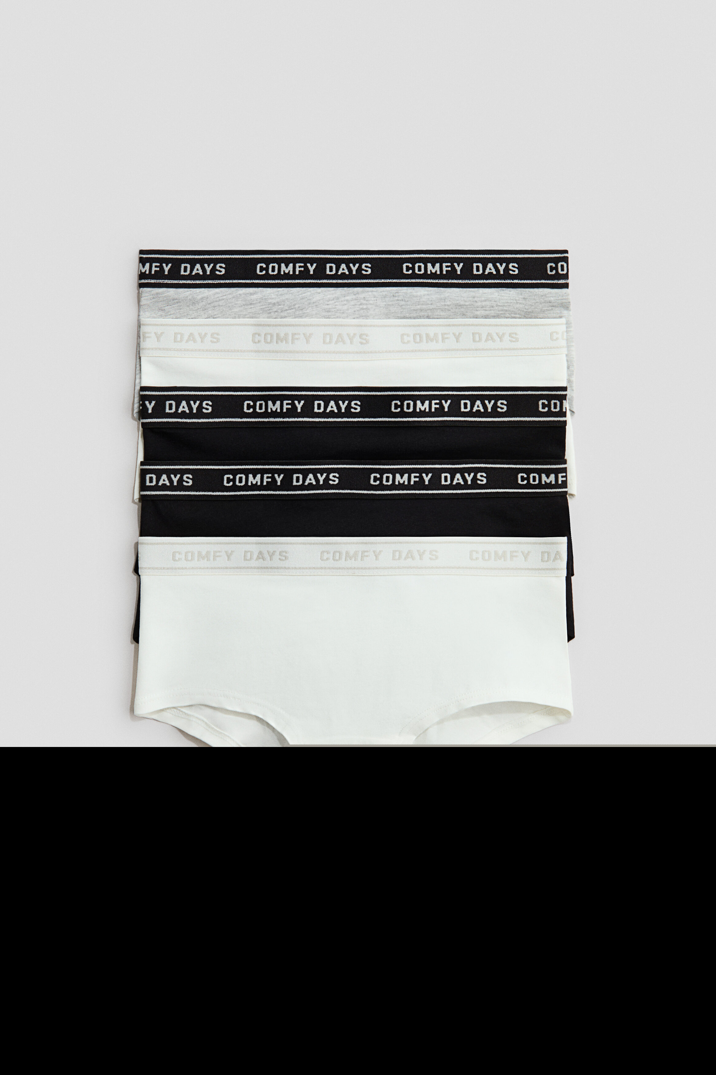 H&M 5-pack Text-motif Hipster Biefs, Alternate, color, Black/White/Light Gray Melange