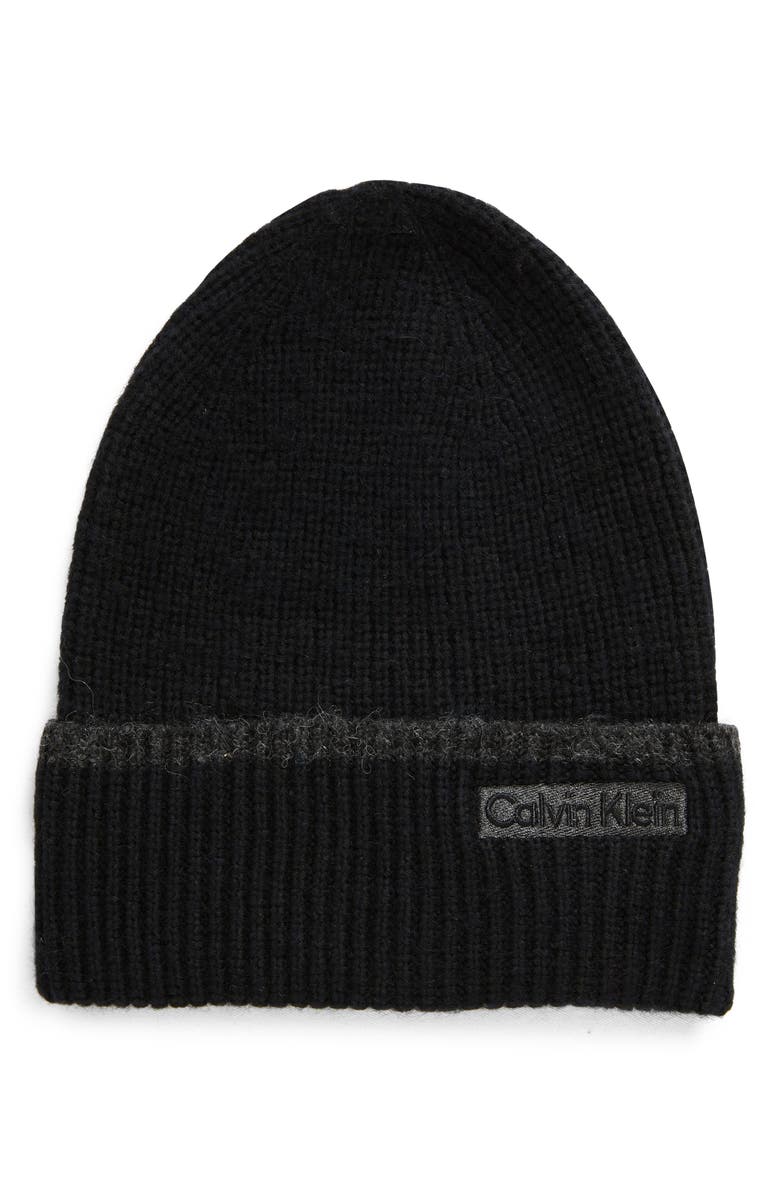 Calvin Klein Tipped Rib Knit Beanie, Main, color,