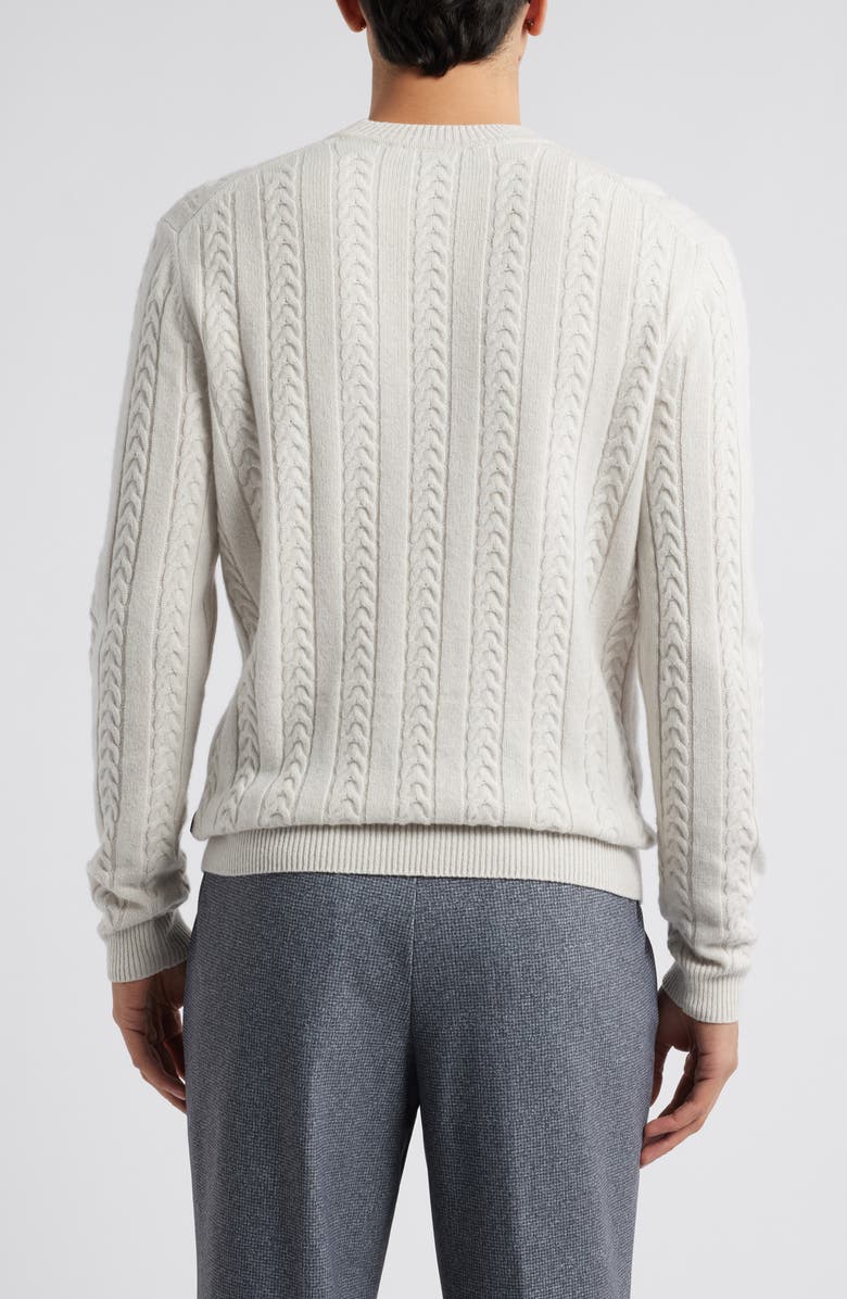 BOSS Camel Ermisto Virgin Wool & Camel Cable Sweater, Alternate, color, Natural