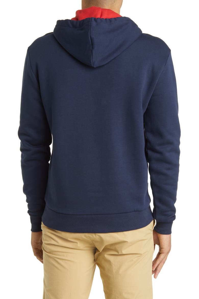 Colorblock Cotton Graphic Hoodie, Alternate, color, RED/ NAVY/ WHITE