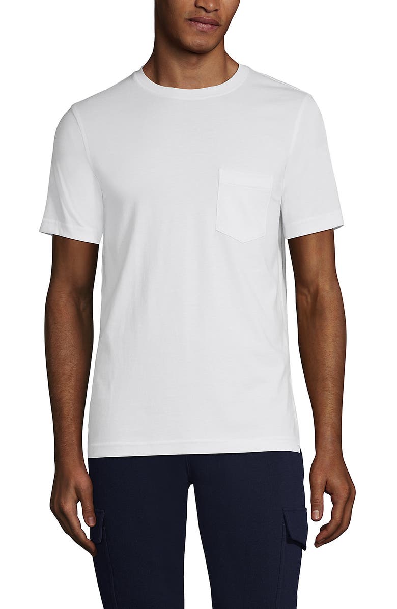 Lands' End Short Sleeve Cotton Supima Tee With Pocket, Main, color, White