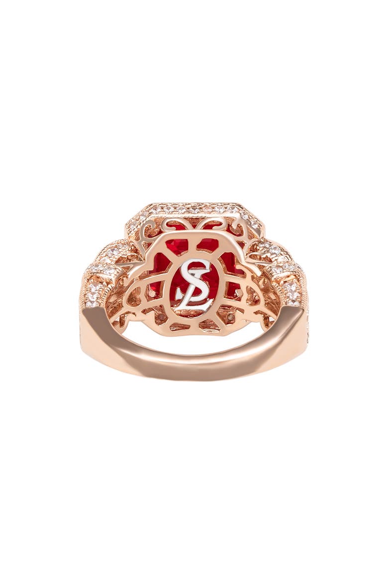 Pavé Cubic Zirconia Engagement Ring, Alternate, color, RED
