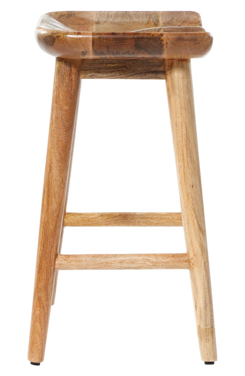 GINGER BIRCH STUDIO Brown Wood Counter Stool with Footrest, Alternate, color, 