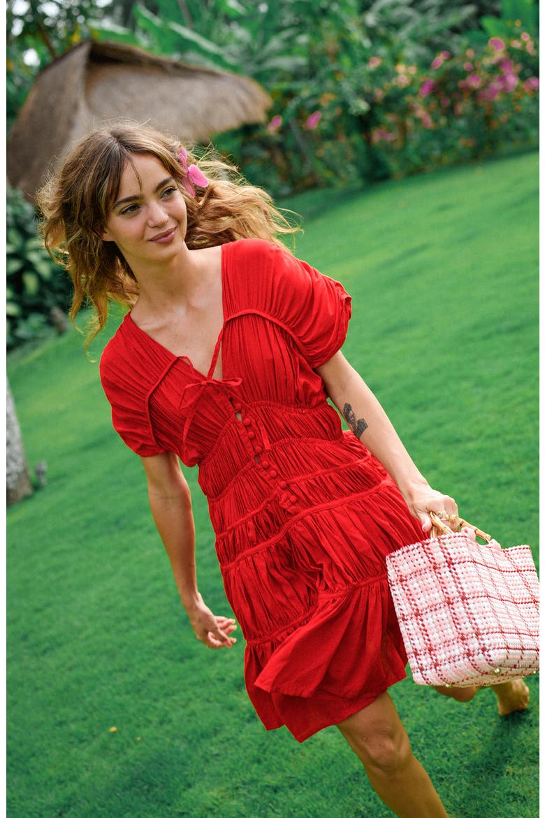 The Srikandi Ruffle Mini Dress, Alternate, color, Red