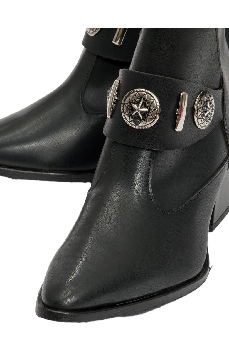 Prologue Shoes Kenda Buckle Block Heel Boot, Alternate, color, Black Faux Leather