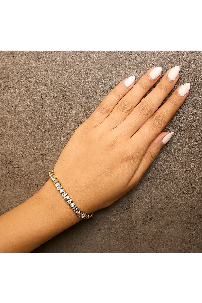 14K Yellow Gold 8.00 Cttw Half Bezel Set Diamond Tennis Bracelet, Alternate, color, Yellow Gold
