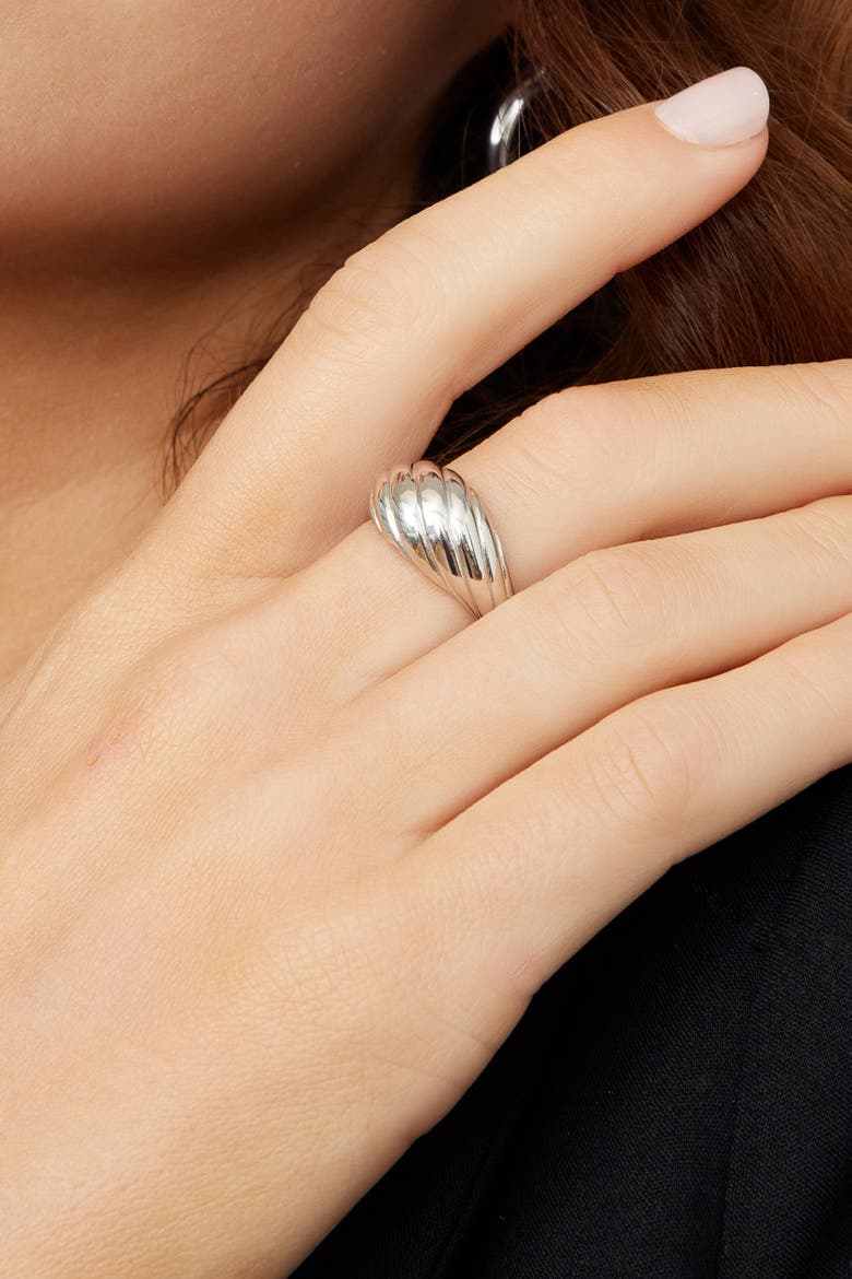 Sterling Silver Swirl Dome Ring, Alternate, color, Silver