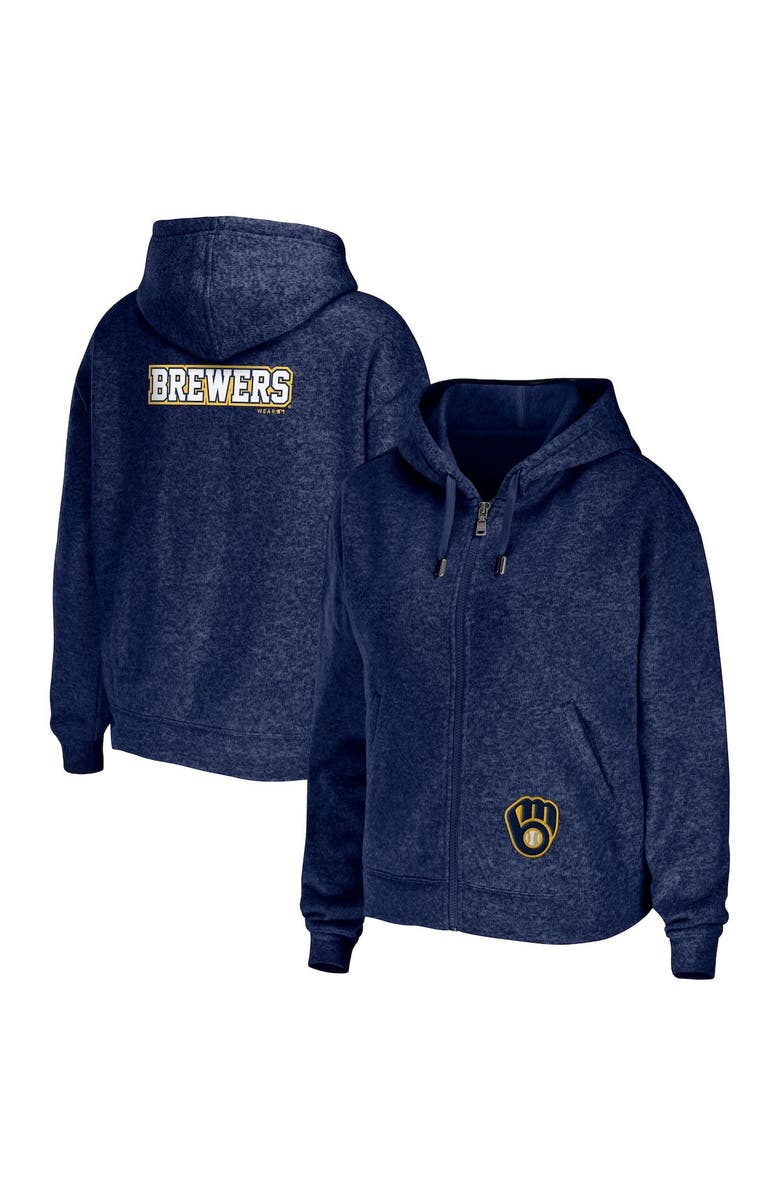 WEAR by Erin Andrews Women's WEAR by Erin Andrews Navy Milwaukee Brewers Full-Zip Hoodie, Alternate, color, 