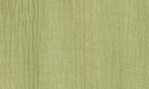 Max Studio Short Sleeve Split Neck Blouse In Green