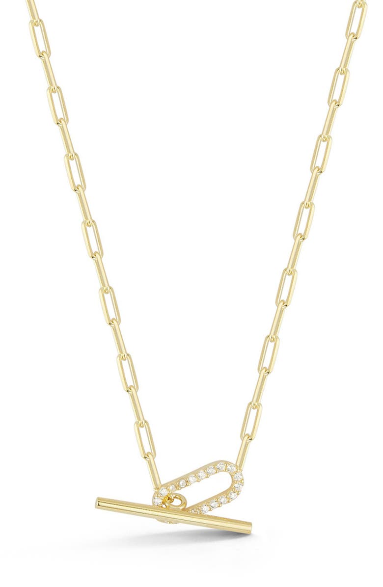 GLAZE JEWELRY Cubic Zirconia Toggle Pendant Necklace, Main, color, Gold