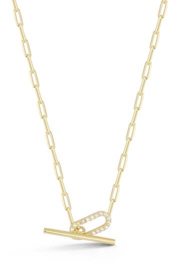 Glaze Jewelry Cubic Zirconia Toggle Pendant Necklace In Gold