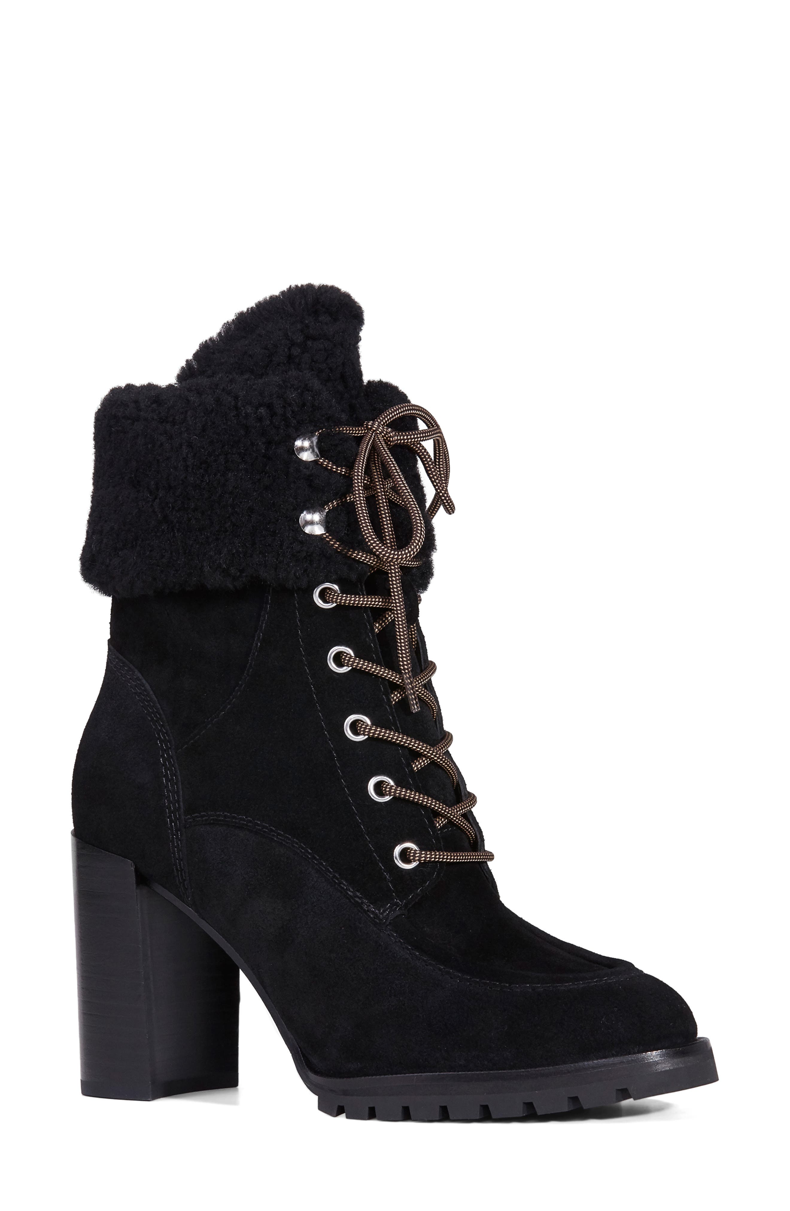 PAIGE Nina Genuine Shearling Bootie, Main, color, 