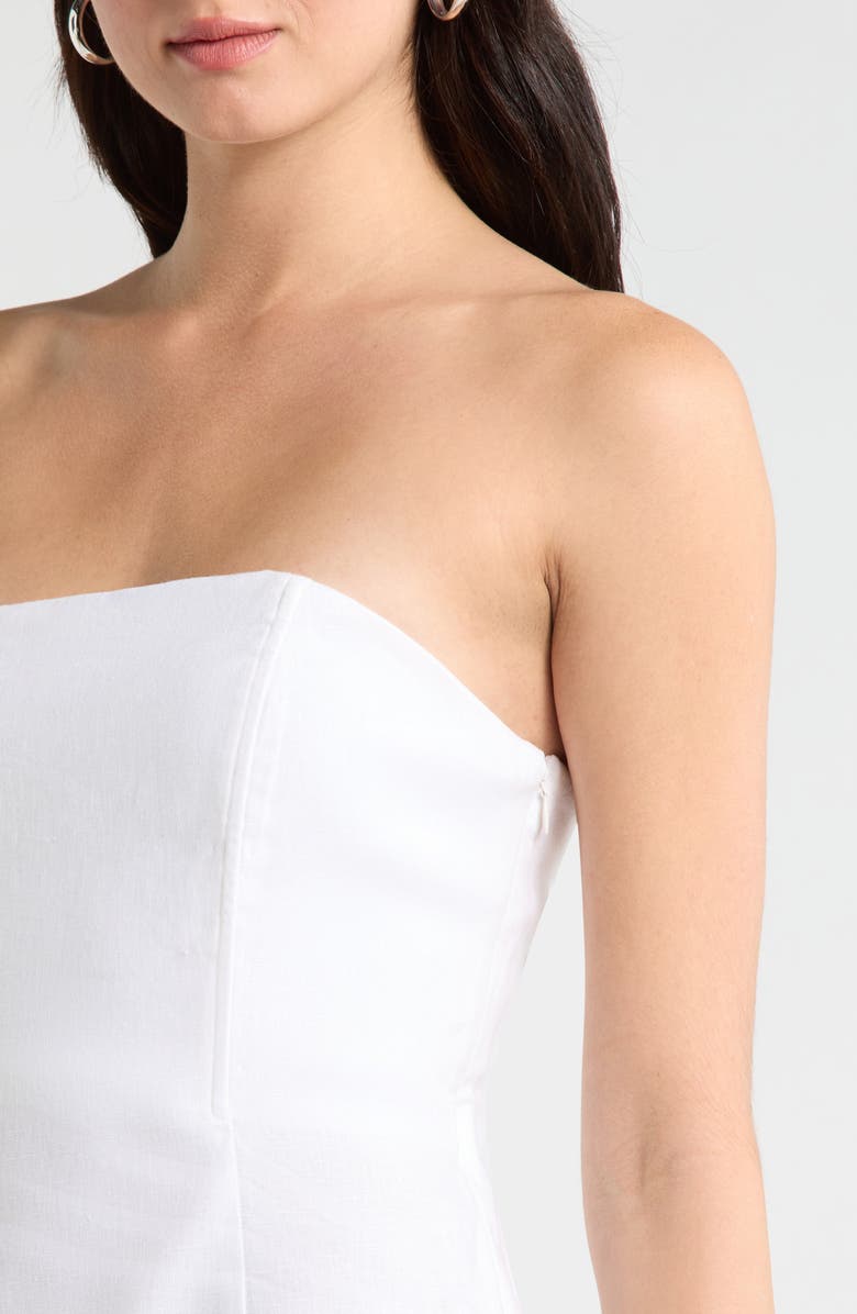 Reformation Aurina Linen Strapless Top, Alternate, color, White