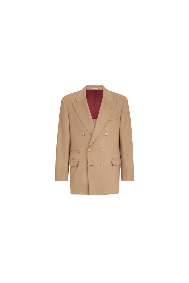 Camel flannel one-and-a-half breasted Tailor blazer with metal buttons, Alternate, color, Camel