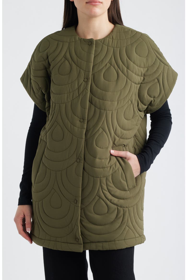 Blossom Short Sleeve Quilted Cape, Alternate, color, OLIVE NIGHT