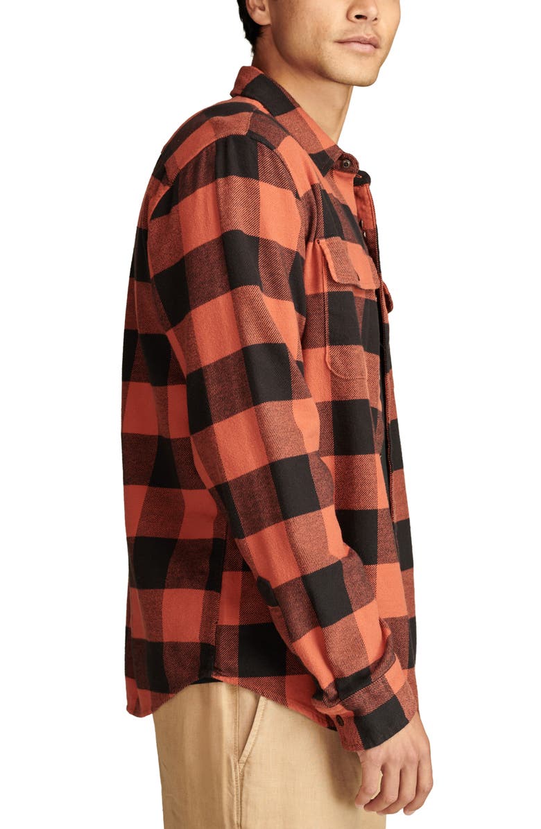 Lucky Brand Plaid Cloud Soft Flannel Button-Up Shirt, Alternate, color, Orange Multi