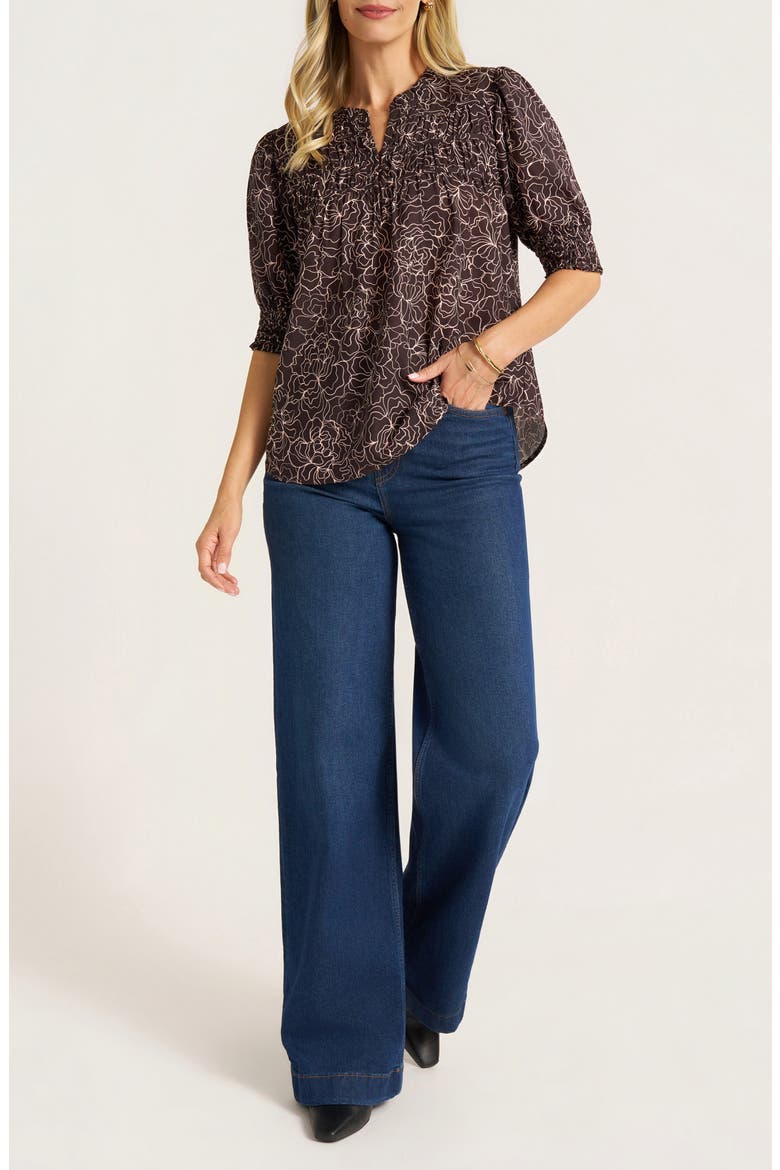 Tala Print Pleated Top, Alternate, color, ESPRESSO/ BLUSH