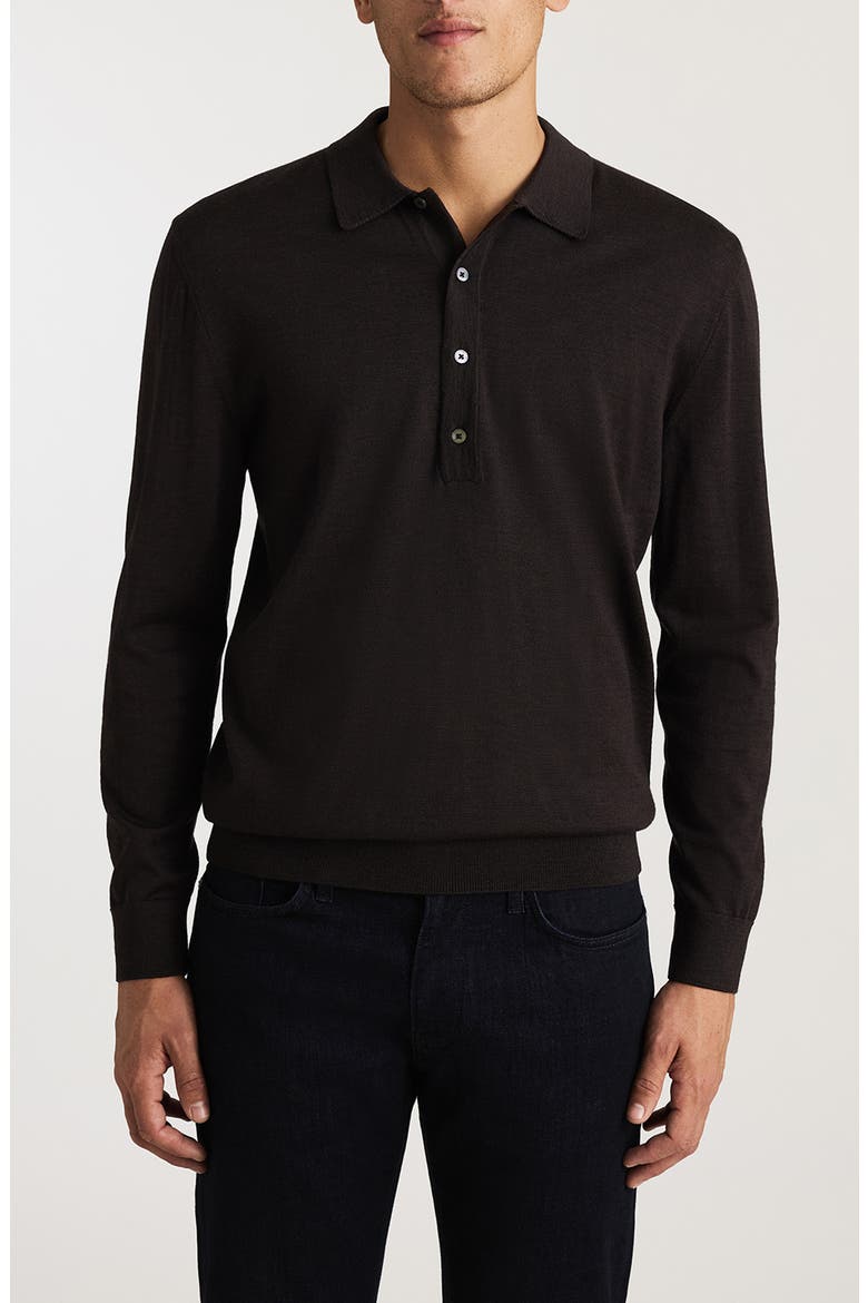 Long Sleeve Wool Polo Sweater, Main, color, MAJOR BROWN