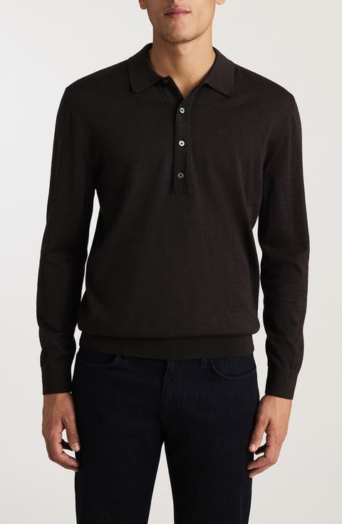 Long Sleeve Wool Polo Sweater