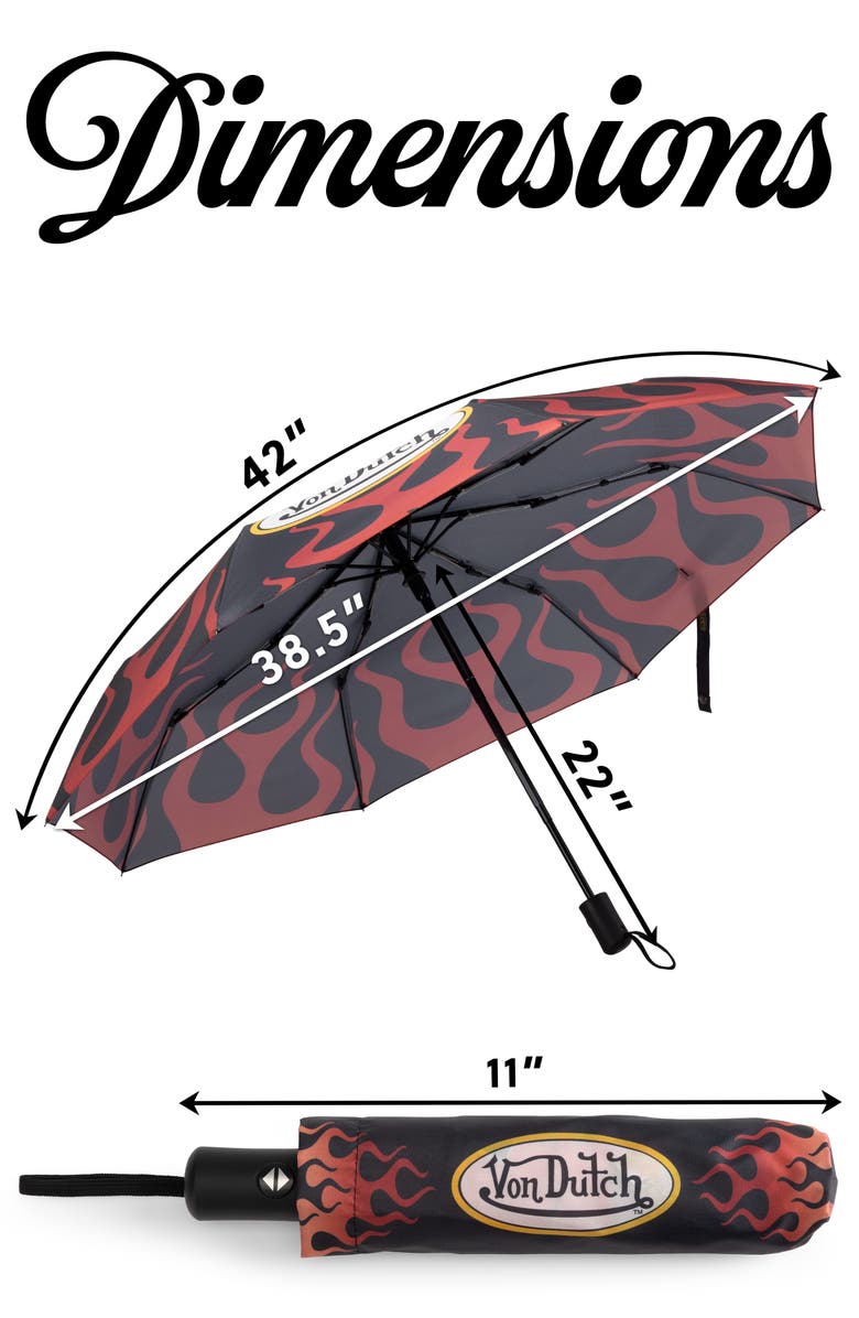 Von Dutch Compact Automatic Umbrella, Strong & Portable, Alternate, color, Nitro