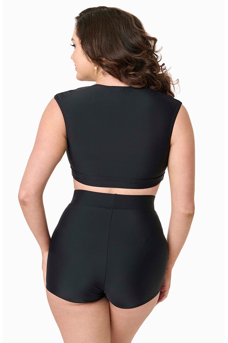 High Waist Swim Shorts, Alternate, color, Black