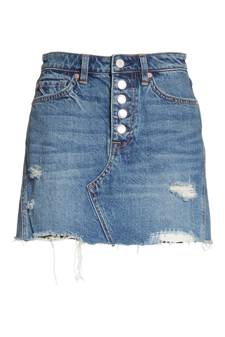 We the Free by Free People A-Line Denim Skirt, Alternate, color, BLUE