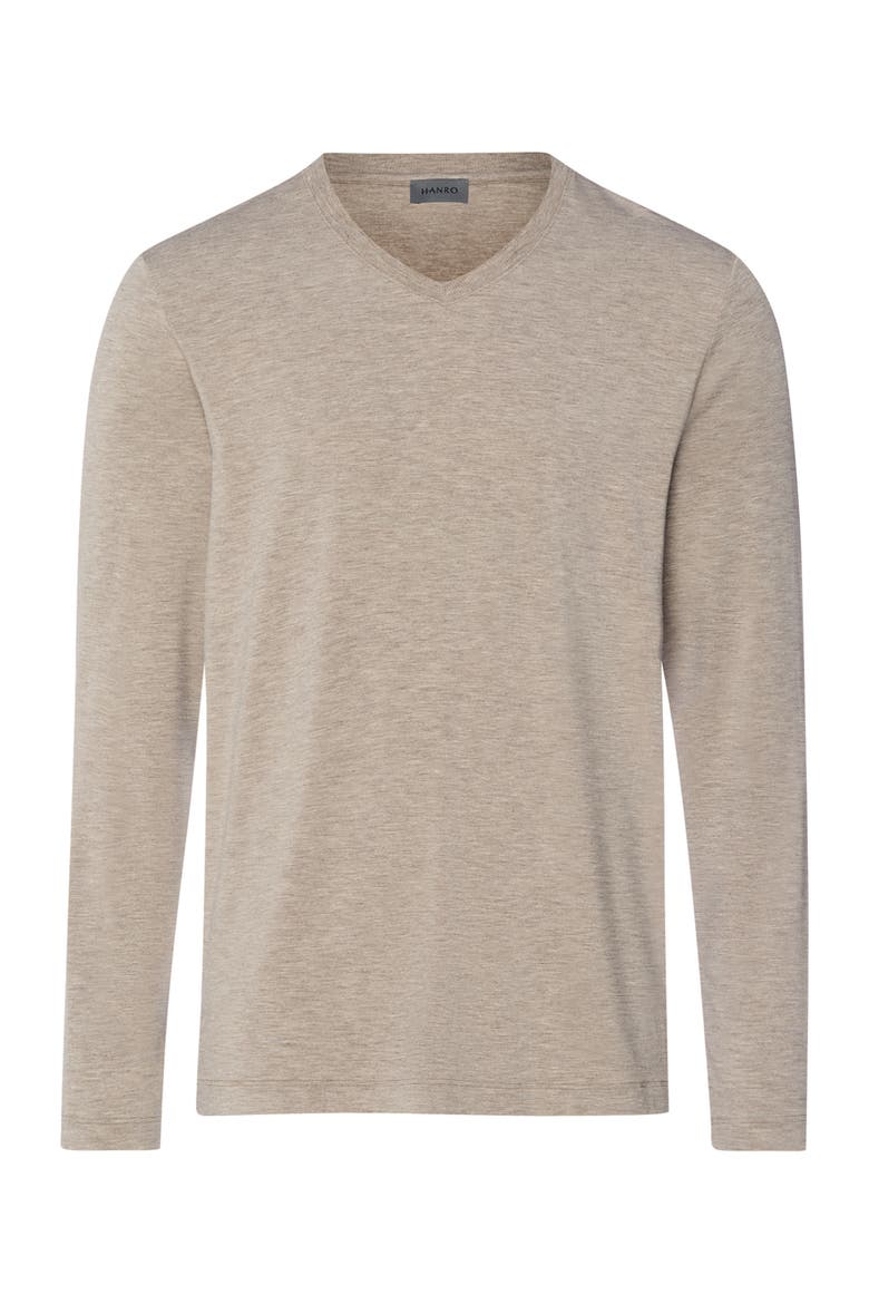 Casuals Long Sleeve V-Neck Top, Main, color, Hazelnut Melange