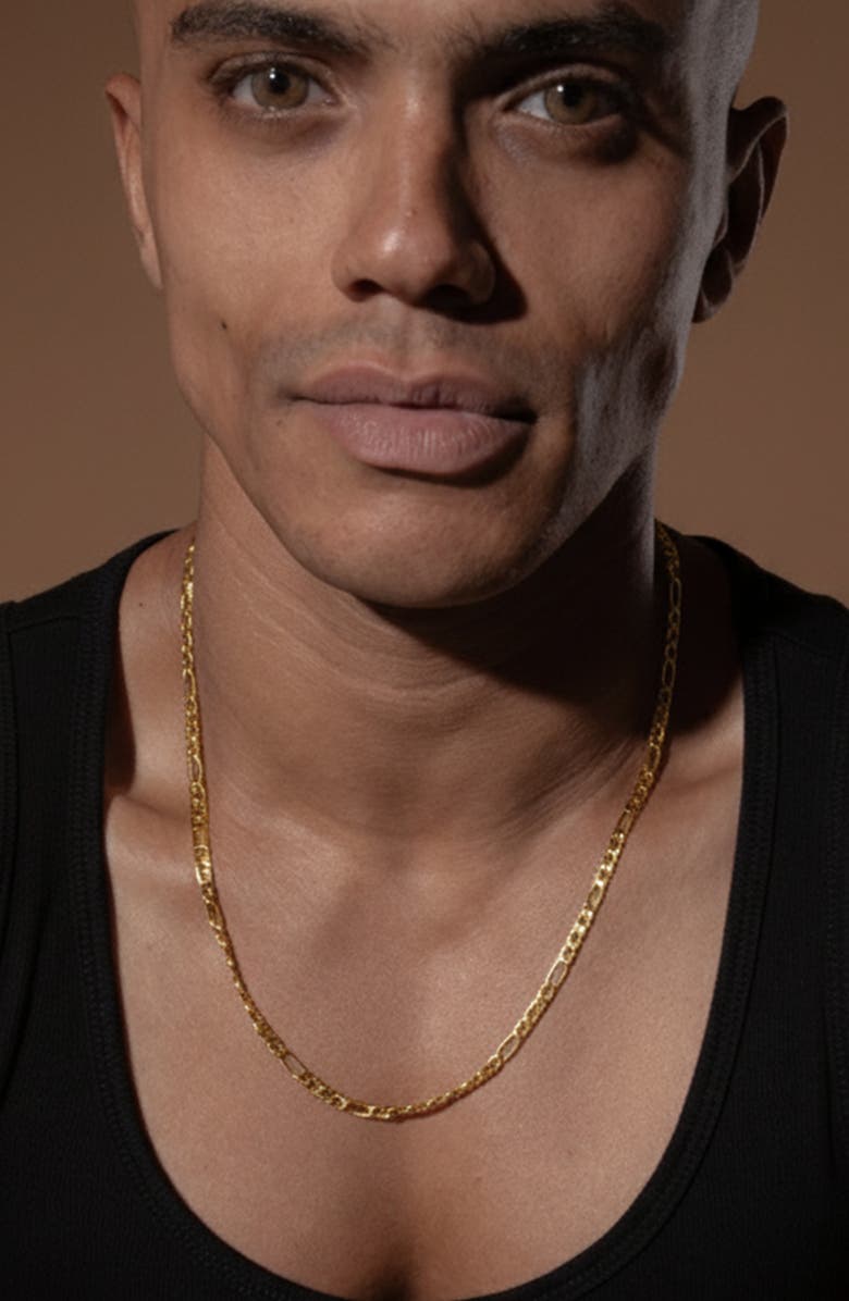 YOJ Figaro Cut Chain In Gold, Alternate, color, Gold