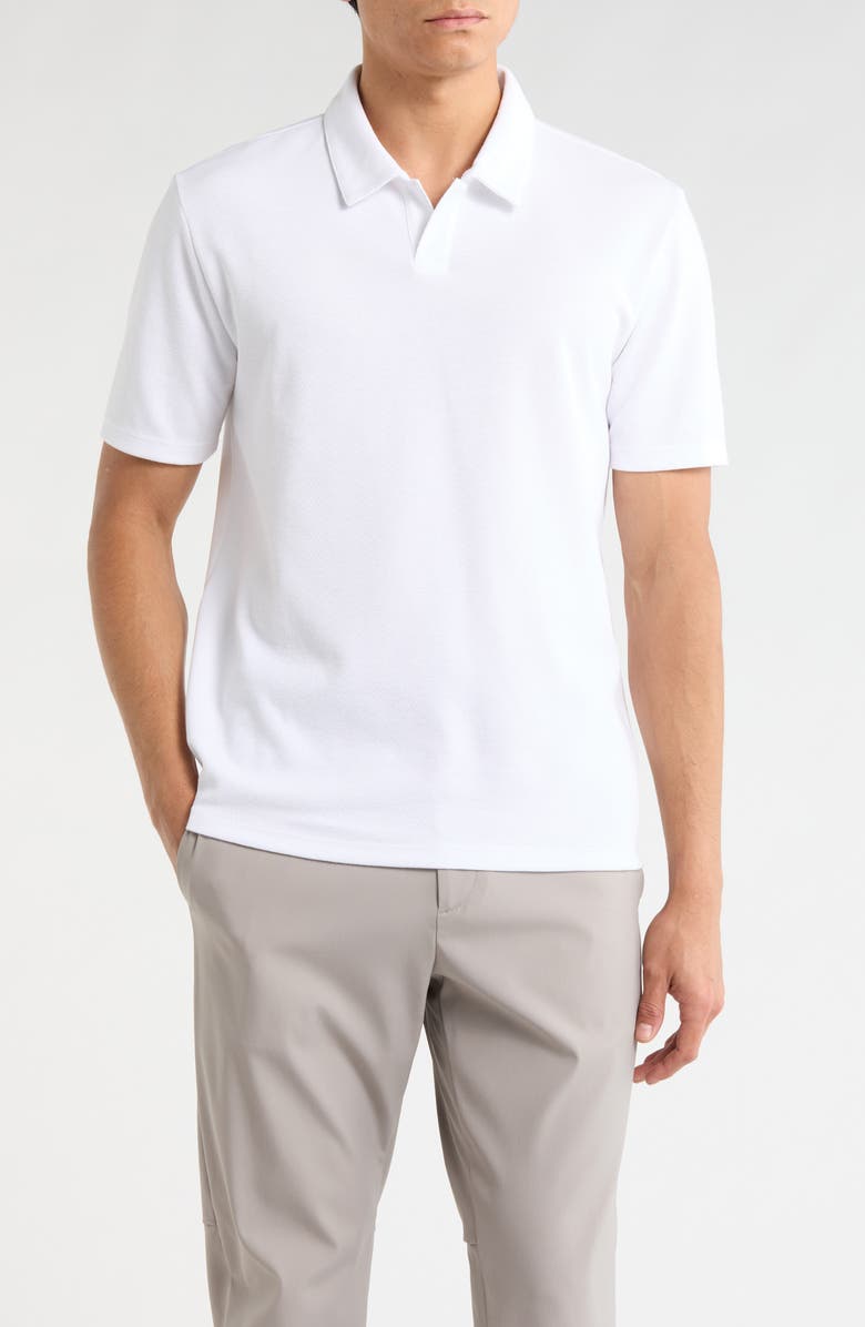 Vince Johnny Collar Piqué Polo, Main, color, Optic White
