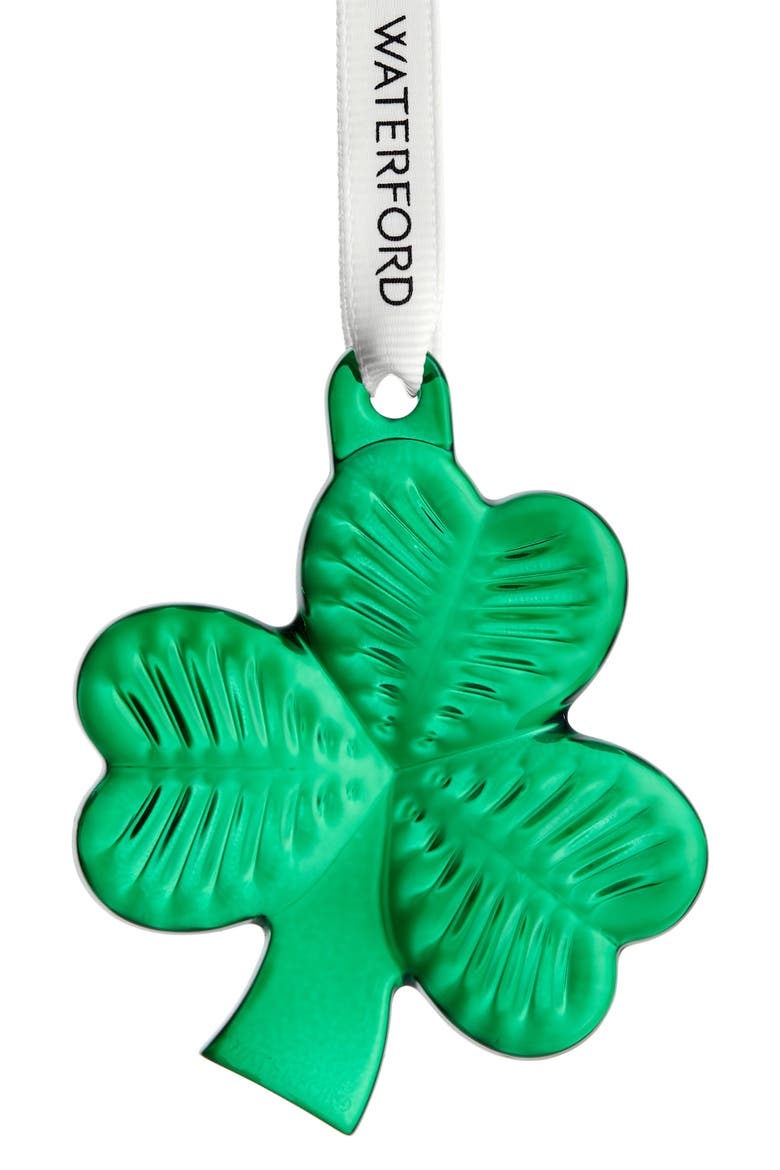 Mini Green Shamrock Crystal Ornament, Alternate, color, GREEN