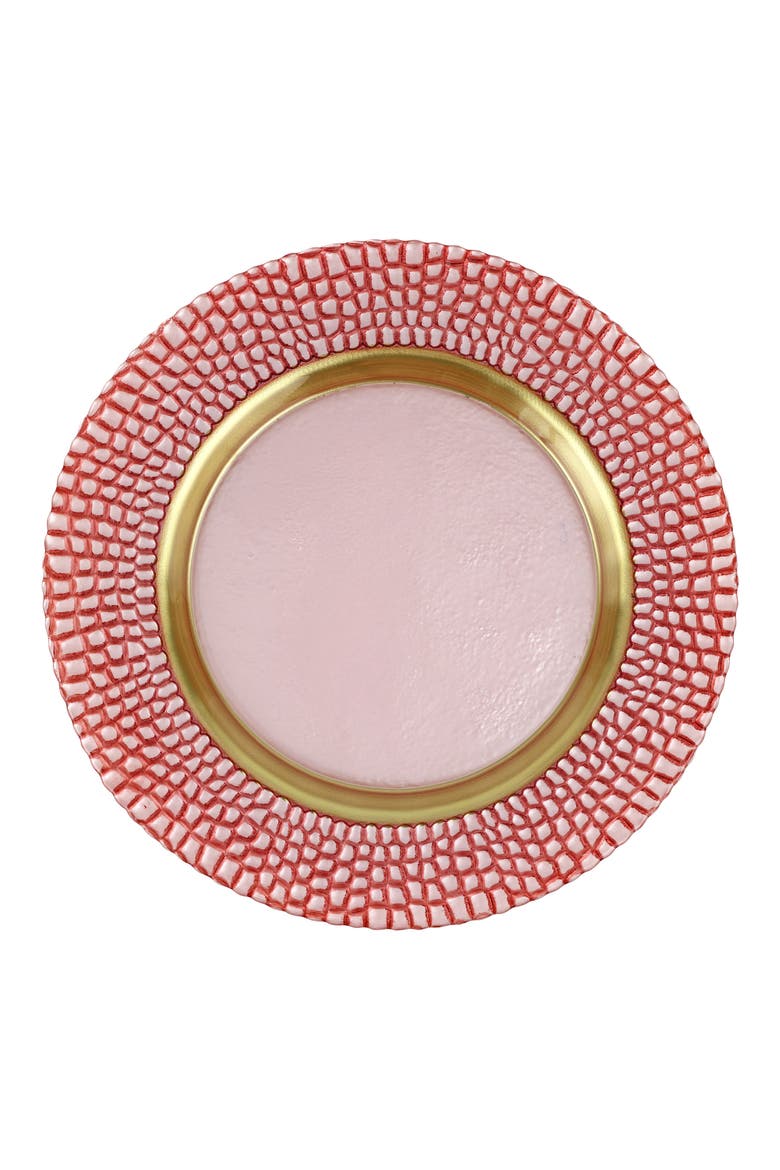 Pelli Glass Pink Charger, Main, color, PINK