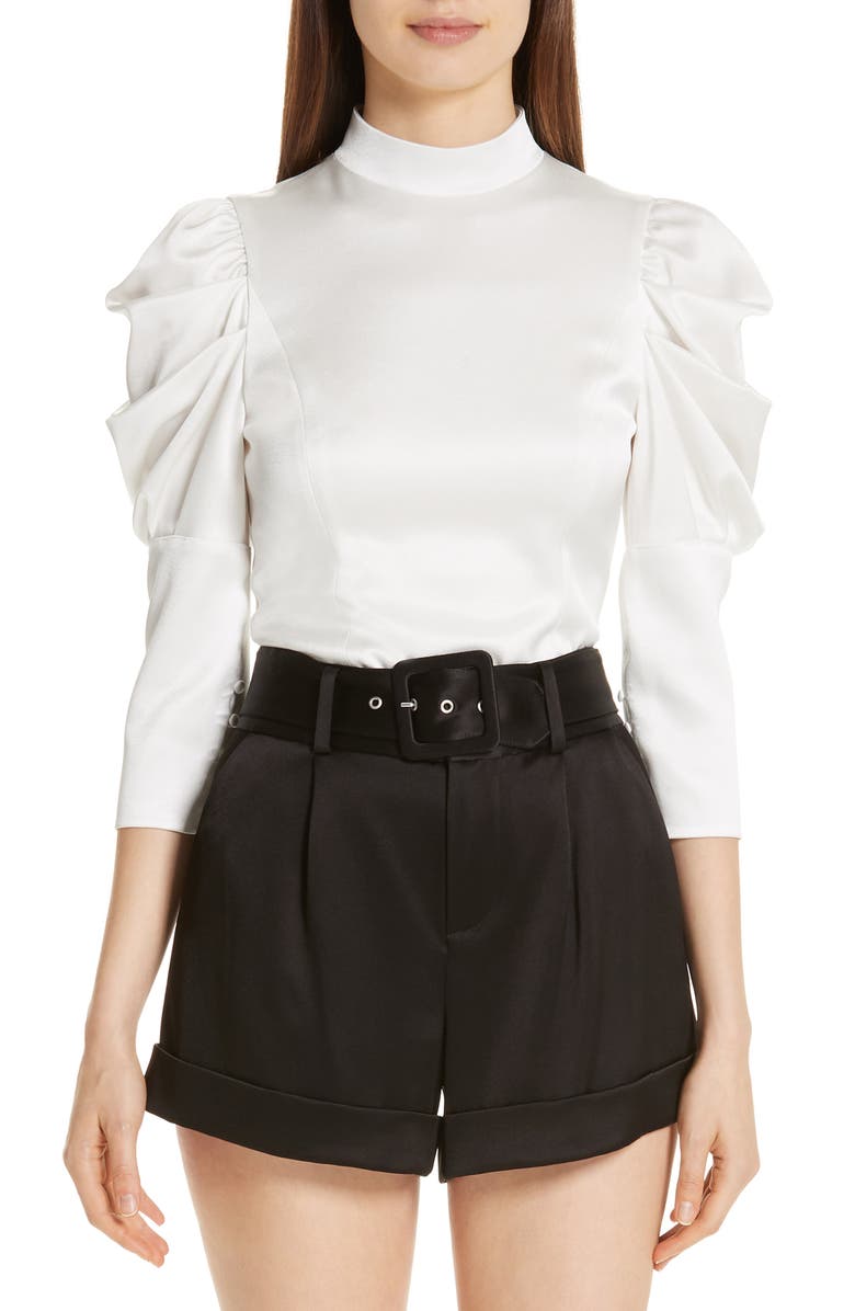 Alice + Olivia Brenna Puff Sleeve Blouse, Main, color, 