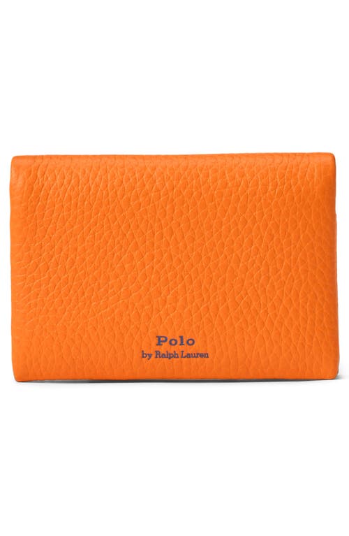 Polo Ralph Lauren Shiny Drum Pebble Leather Card Case In Burgundy